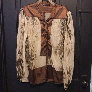 Sheer animal print blouse